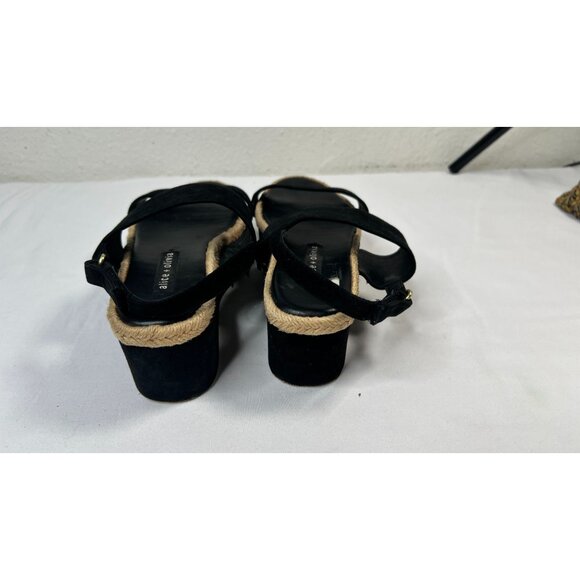 Alice + Olivia Anastasia Flatforms Suede Platform Sandals Jute Trim Black  7.5 - Picture 8 of 13